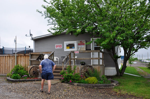 Lee Duquette entering Northern Lights RV Park office